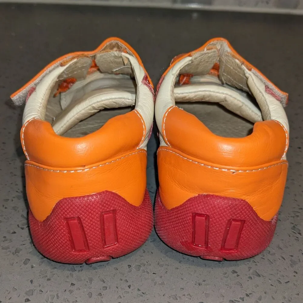 See Kai Run Eleven Kids Leather Sneakers Orange Red Shoes Sz 10